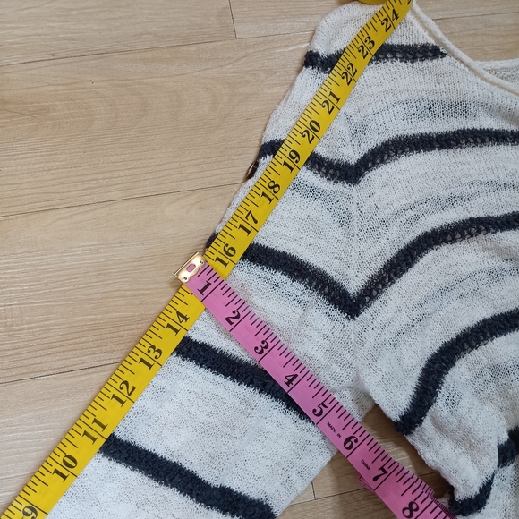 Habitat Clothes To Live In Sz S Striped Button Sleeve Cotton Knit Sweater - Picture 6 of 7